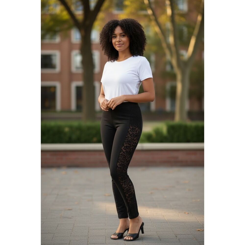 Torrid Black Lace Panel Leggings Size 1 (14/16)